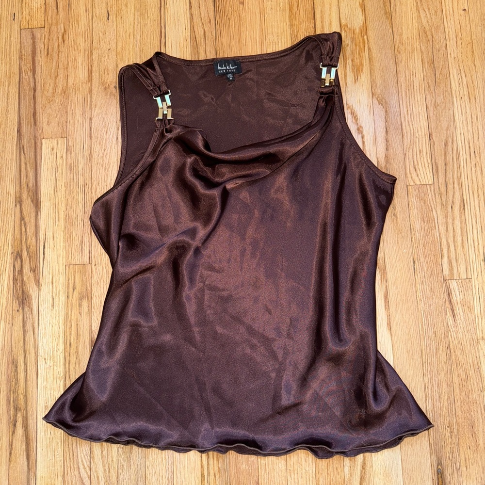 Nicole Miller Silky Cowl Neck Tank